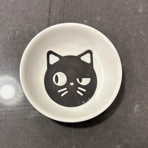 H&M White Ceramic Pet Bowl with Black Cat Face